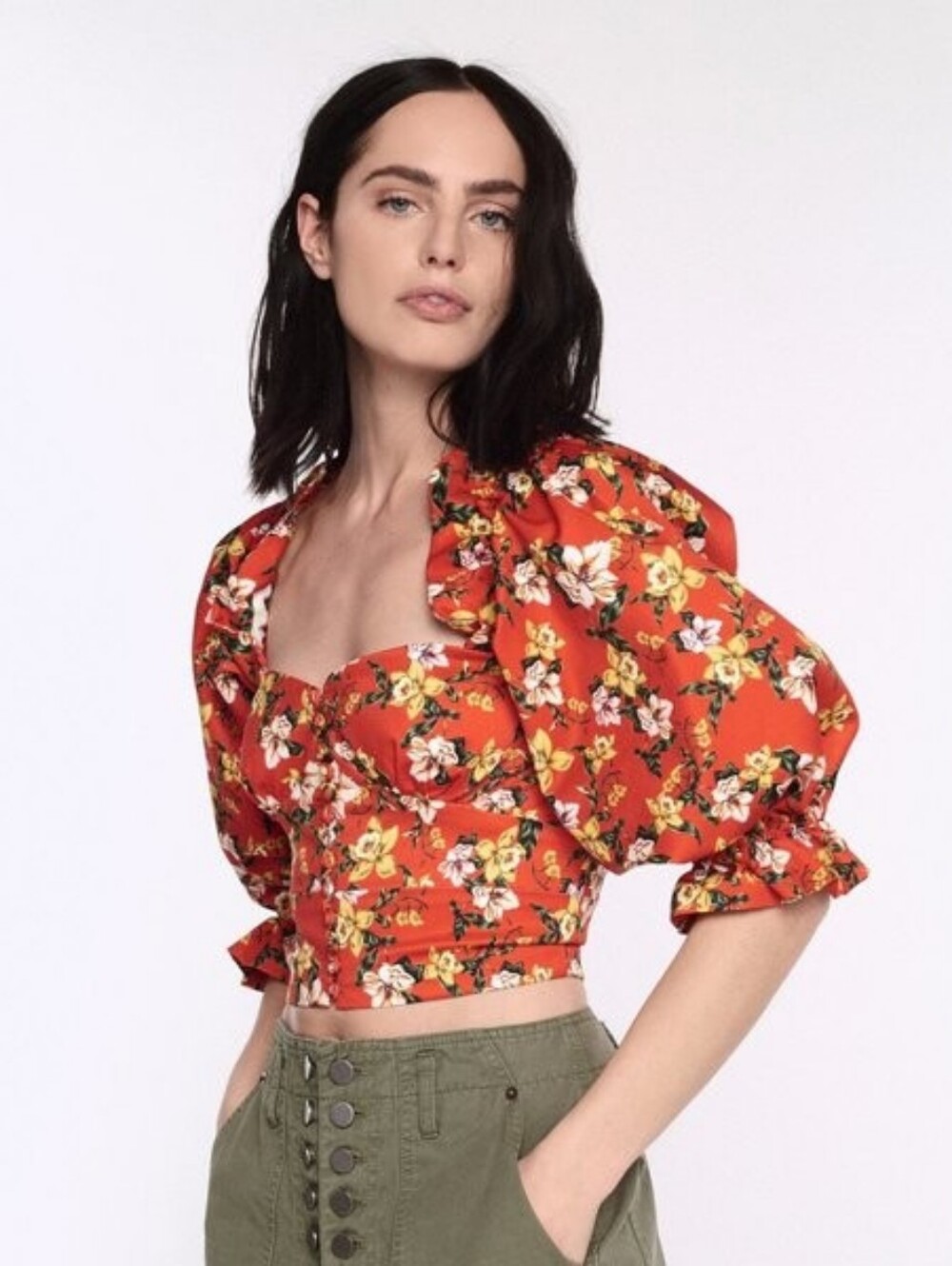 Marissa Webb Kai Print Top in Red